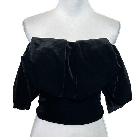 Anthropologie NWT Hutch Velvet Corset Top Women’s Size 0P Off Shoulder Black - Picture 4 of 11